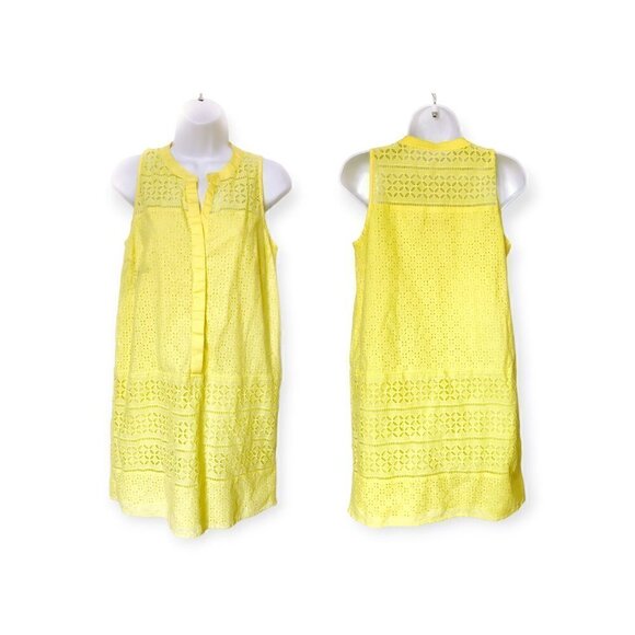 Loft yellow cotton eyelet sheath dress, size 8P - Picture 11 of 12